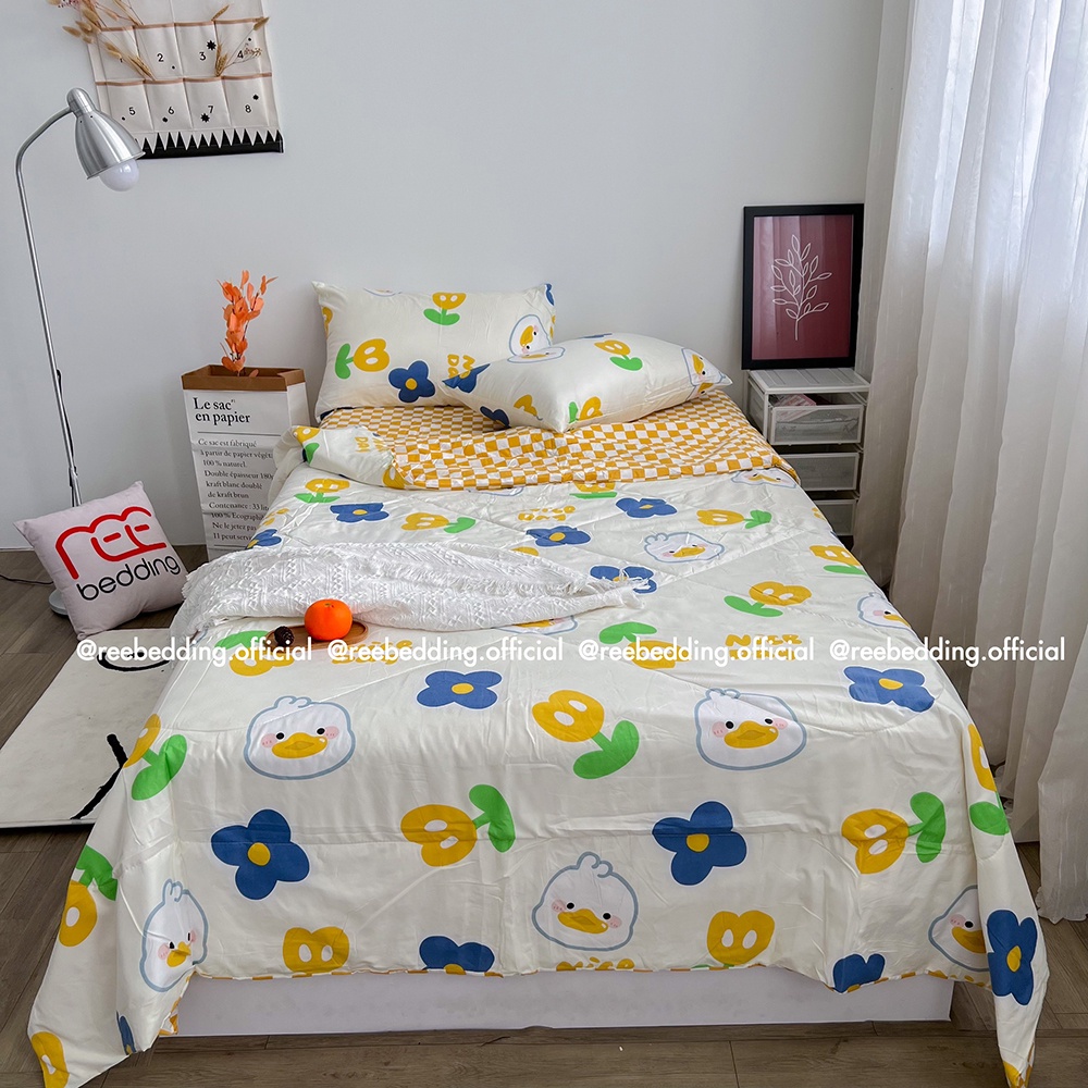 Bộ chăn ga gối chần bông poly cotton REE Bedding đủ size giường nệm PLC171 - Mẫu 4