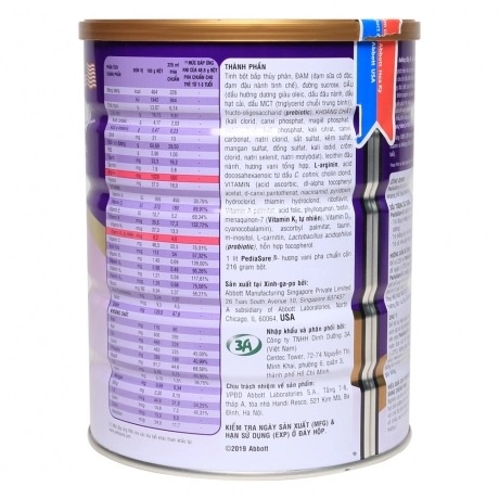 Sữa bột Abbott PediaSure 850g vị vani cho bé 1 - 10 tuổi