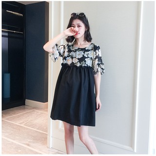 Váy suông hoa big size màu đen