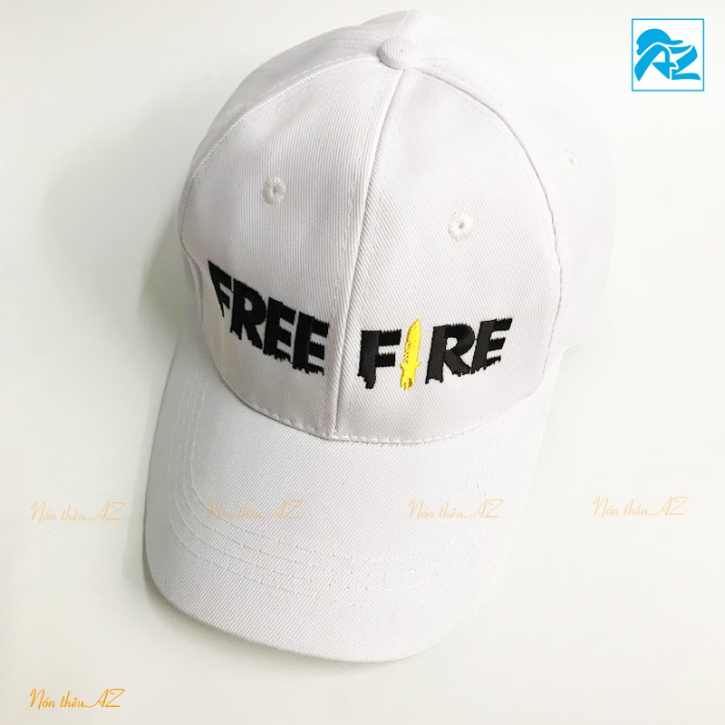 Nón kết màu trắng thêu logo game Free Fire - Mũ Lưỡi Trai AZ MT146