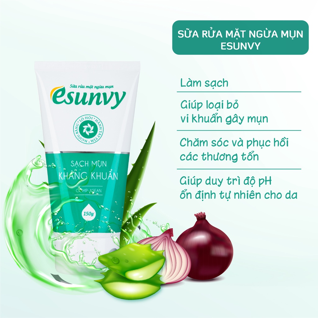 Sữa Rửa Mặt Esunvy Thành Phần Tự Nhiên Giúp Kiểm Soát Bã Nhờn Sạch Mụn Dùng Cho Mọi Loại Da Tuýp 50g - 150g TMP003