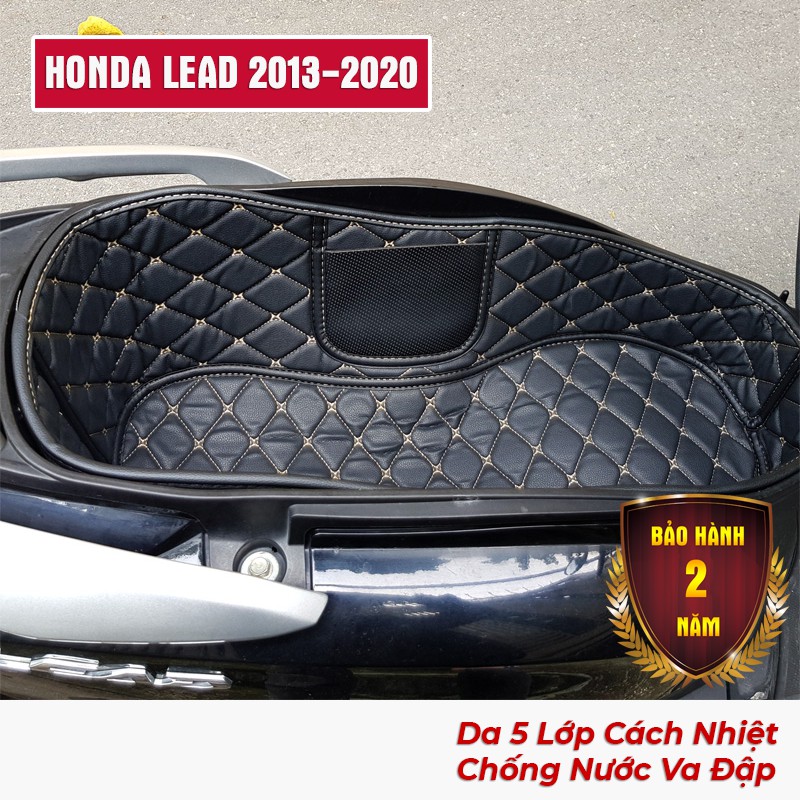 Lót cốp da 5 lớp xe HONDA LEAD 2013-2020 (Đen Chỉ Vàng Đồng) - cách nhiệt bảo hành 2 năm