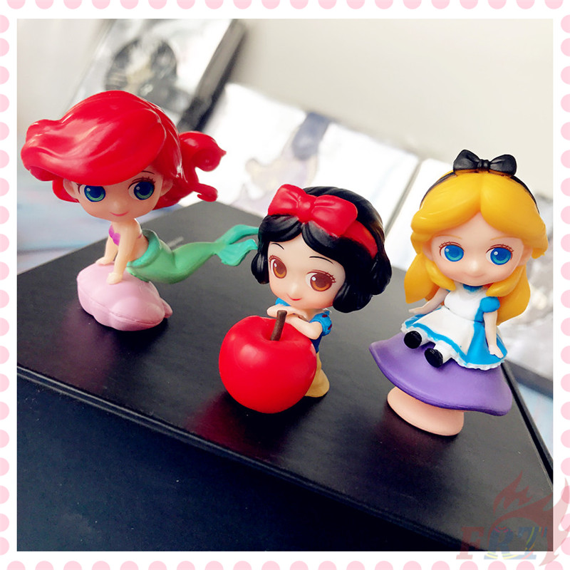 Set 3 Mô Hình Công Chúa Disney Và Ariel &amp; Alice Trang Trí Bánh