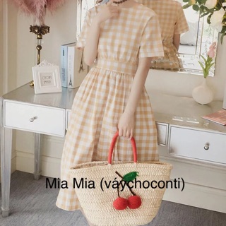 Váy caro vintage có khoá cho ti