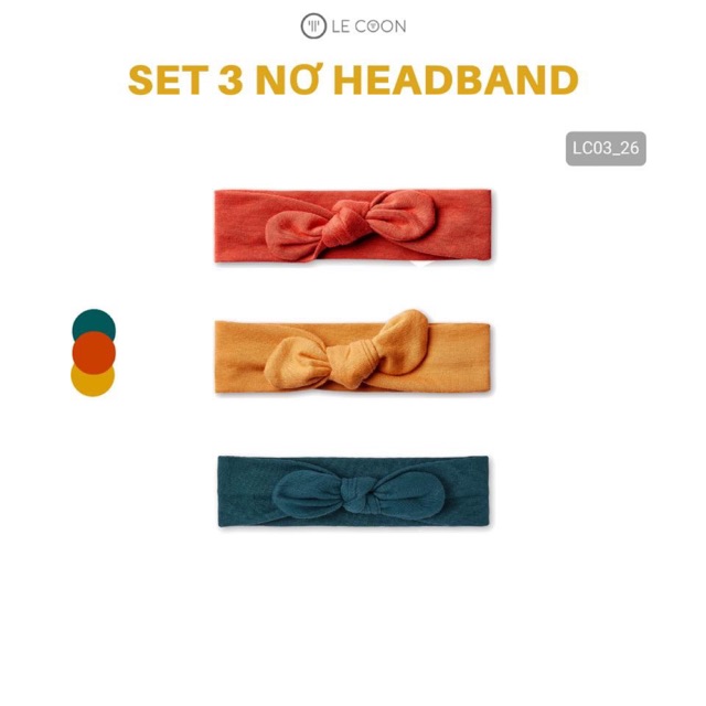 LE COON - Set 3 nơ headband, turban cho bé gái