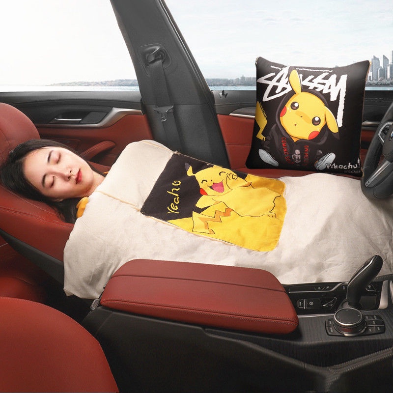 Bộ Chăn Gối Đa Năng 2 Trong 1 Kiểu Hoạt Hình Xinh Xắn Tiện Dụng Trên Xe Hơi
