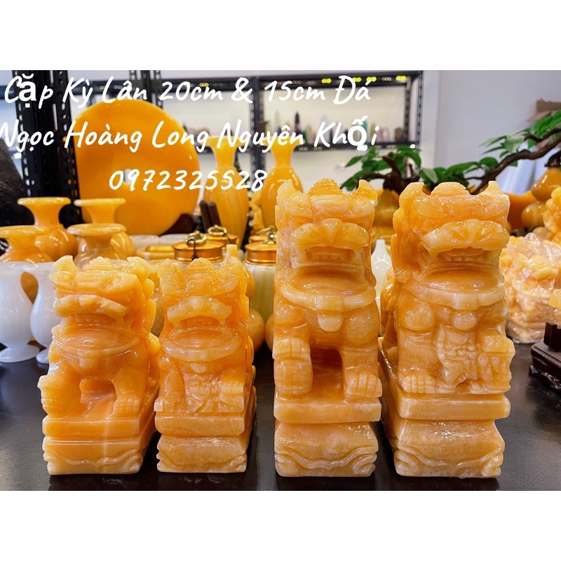 Cặp Kỳ Lân Đá Ngọc Hoàng Long Cao 20cm - Nặng 7kg