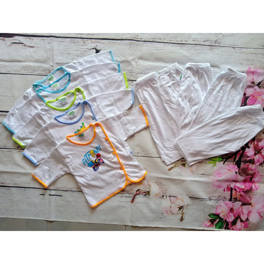 Set 5 áo tay dài và 5 quần dài cotton bé sơ sinh