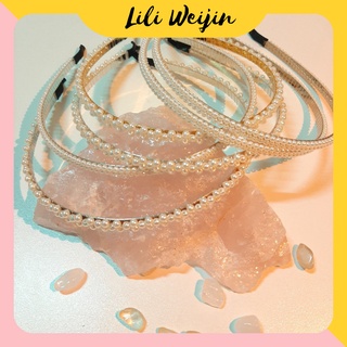 Băng đô cài tóc đính ngọc trai nhựa - bờm tóc dễ thương Liliweijin