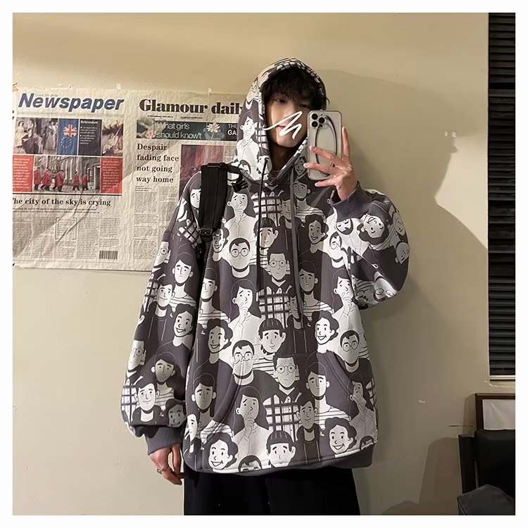 Áo Hoodie Nam Tay Dài In Hình Chân Dung Hoạt Hình Size M-7XL