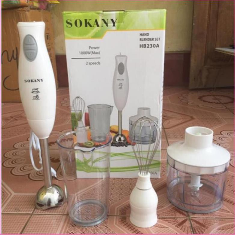 Máy xay cầm tay đa năng Sokany HB230A (HB-230A) - Bộ máy xay đánh trứng đa năng 4 chi tiết (Bảo hành 6 tháng)