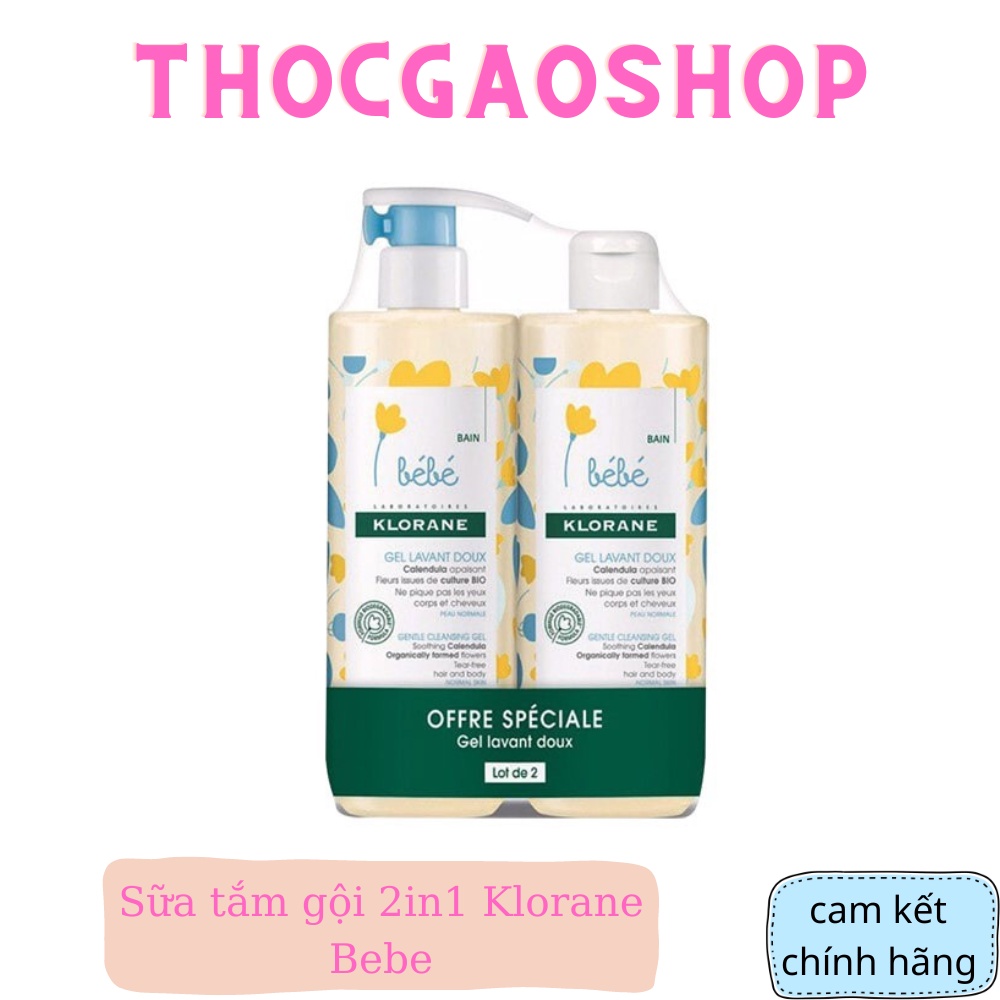 Sữa tắm gội 2in1 Klorane Bebe chai 500ml nội địa Pháp hương thơm dịu nhẹ an toàn cho bé không cay mắt
