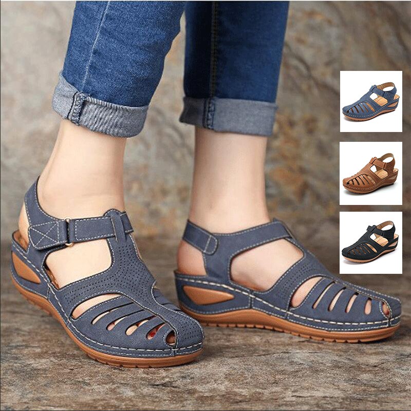 Sandal Nữ Đế Xuồng Giả Da Đi Biển Chống Trượt