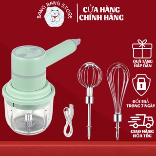 Máy đánh trứng cầm tay mini 3in1 kiêm máy xay mini đồ ăn dặm, tỏi ớt, gia vị sạc tích điện Padabanic, bảo hành 24 tháng