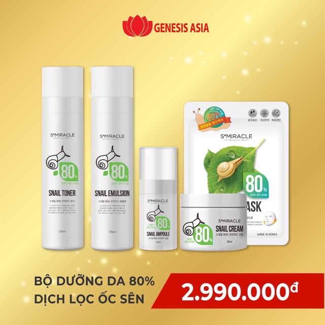 BỘ DƯỠNG DA 80% DỊCH LỌC ỐC SÊN CAO CẤP S+MIRACLE HÀN QUỐC