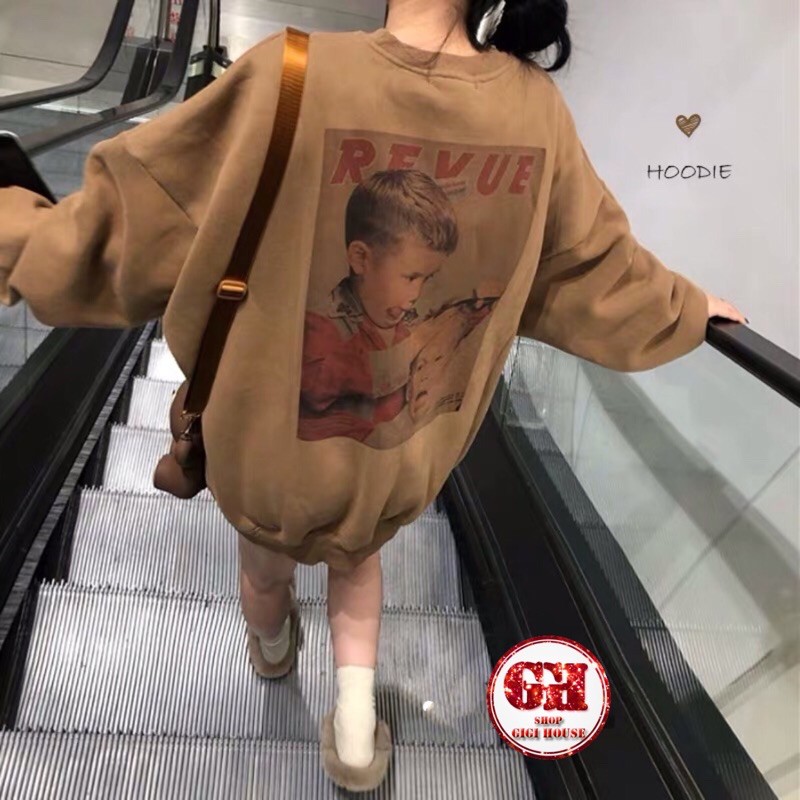 FREESHIP 50K - Áo Sweater Dài Tay Nỉ Bông In Hình Bé Cắt Tóc Siêu Xinh, Siêu Rõ Unisex