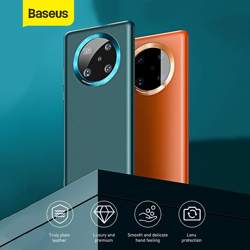 Ốp điện thoại Baseus bằng da và hợp kim bảo vệ ống kính thoải mái chống trượt cho Huawei Mate 40 / 40Pro / 40Pro