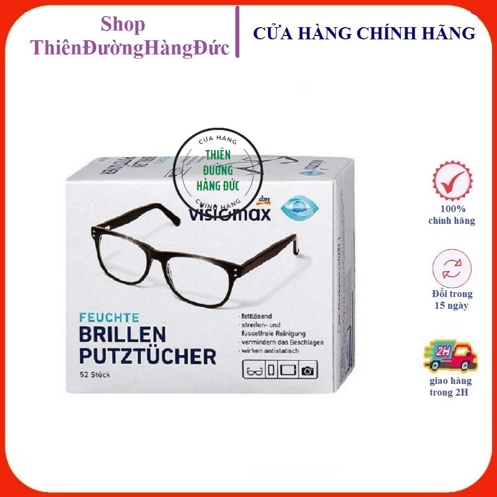 Giấy lau kính Visiomax Đức 52 tờ giúp làm sạch và bảo vệ kính