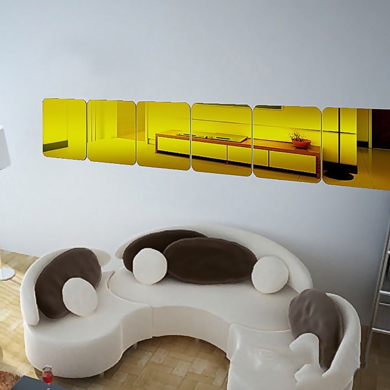 1 Miếng Dán Tường Vinyl Hình Vuông 3D Hiệu Ứng Gương