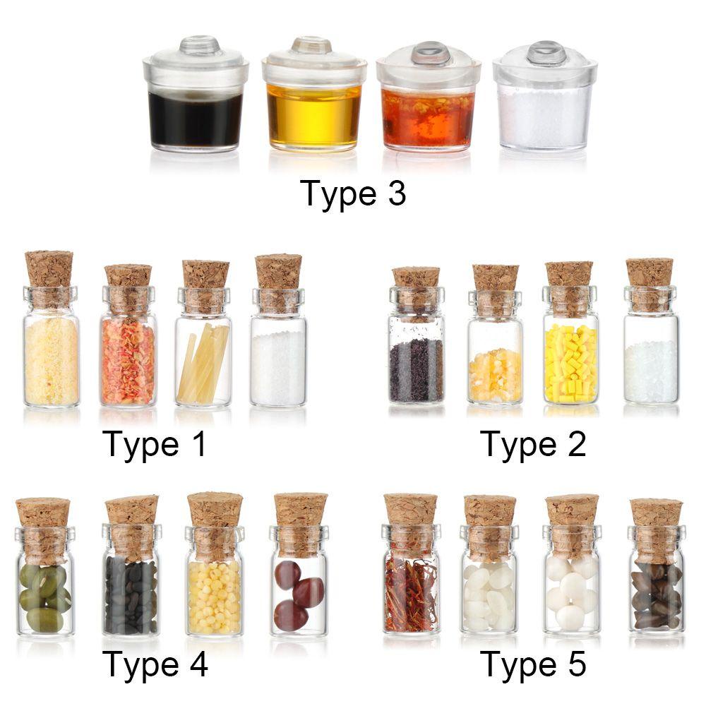 Set 4 Hũ Thủy Tinh Đựng Gia Vị Đồ Chơi Búp Bê