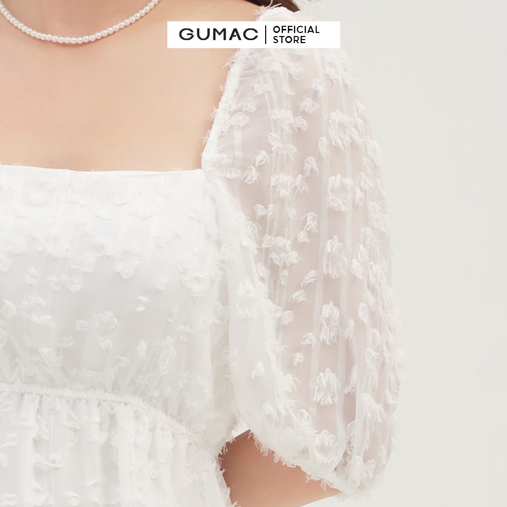 [Mã MABR07062 giảm 8% tối đa 50K đơn từ 249K] Đầm nữ babydoll nhún eo GUMAC màu trắng, đủ size DB3101 | BigBuy360 - bigbuy360.vn