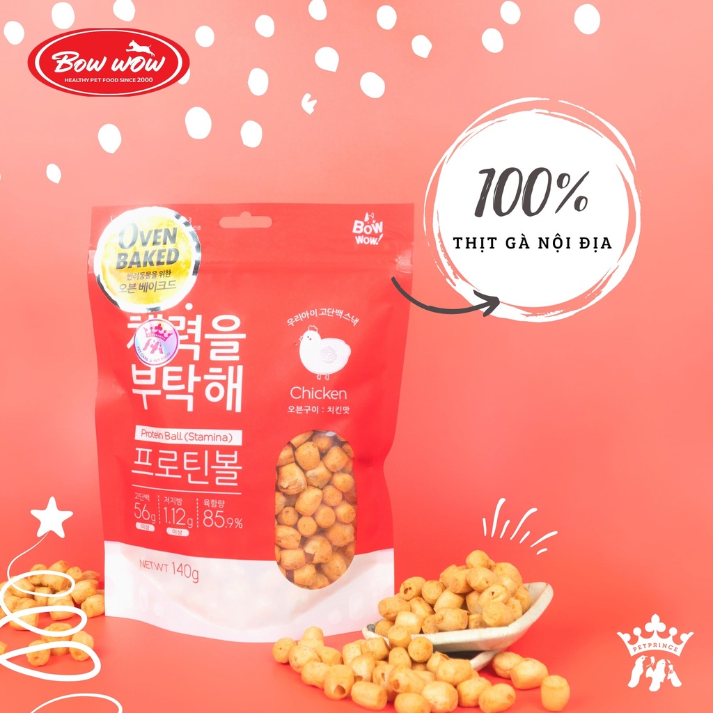 Thịt viên đút lò Bowwow cho chó - Chăm sóc mắt, da, lông - tăng cường miễn dịch - hỗ trợ thể lực - gói 140gr