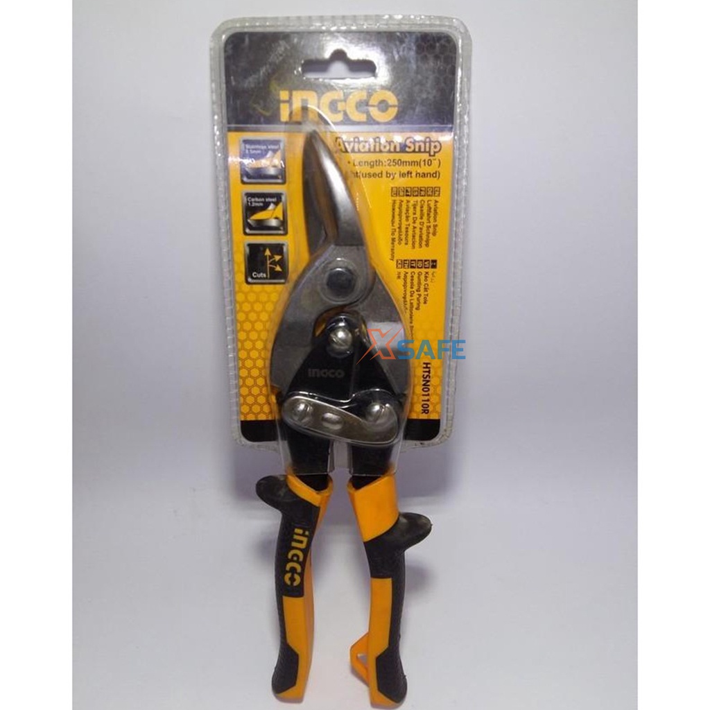 Kéo cắt tole cắt phải INGCO HTSN0110R tay cầm bọc cao su chuyên dụng chống trơn trượt thép carbon cao cấp
