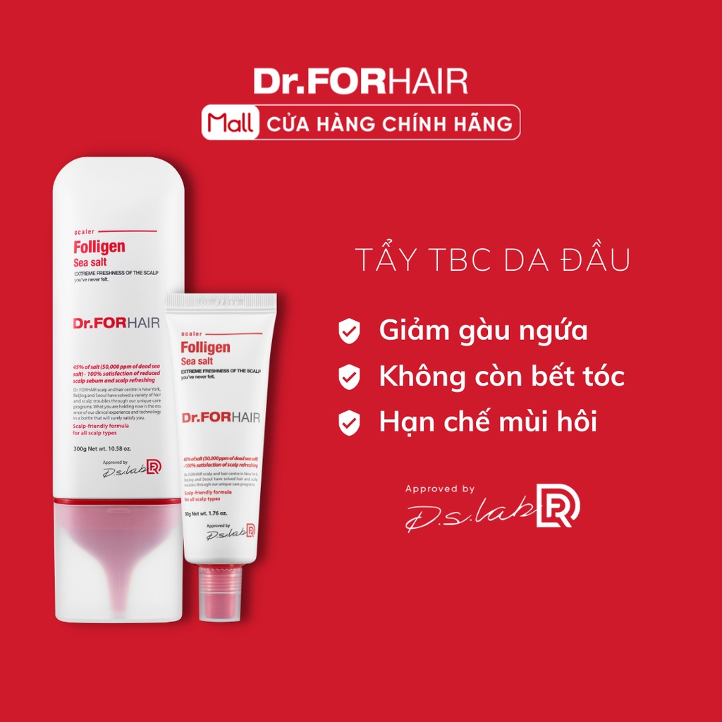 Muối biển tẩy tế bào da chết da đầu, tóc giảm gàu Dr.FORHAIR/Dr For Hair Sea Salt Scaler 50g/120g/300g