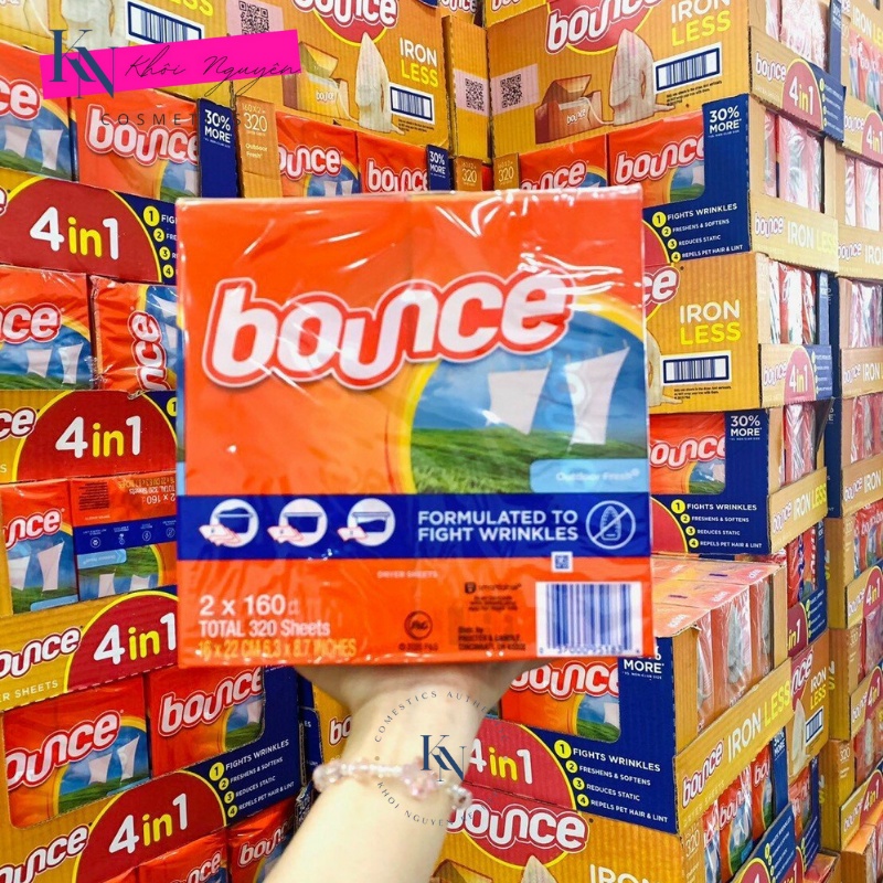 Giấy Thơm Quần Áo BOUNCE MỸ, Giấy Làm Mềm Vải Phẳng Quần Áo Tách Lẻ Từ 5 Tờ