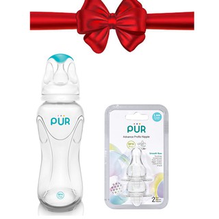 Combo bình Pur Advanced 250ml (có sẵn núm M (3-6th))+ vỉ núm size L (=size F)