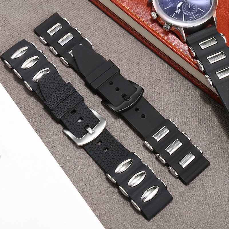 （Bolanxun） Dây đeo đồng hồ silicone nam cao su không gỉ, dây đeo đồng hồ Seiko Omega Xijia Casio 20 22 24mm26