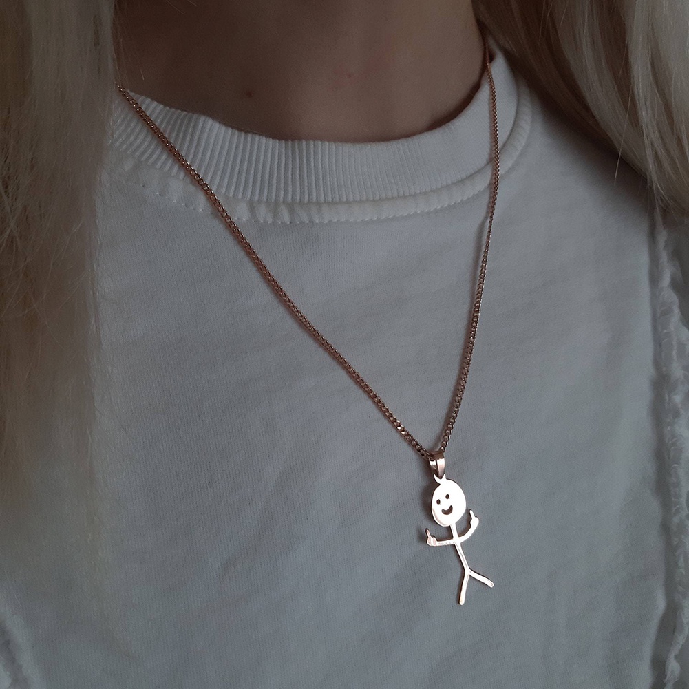 Vòng cổ Nam Bằng Thép Không Gỉ Mặt Người Màu Đen Sáng Tạo