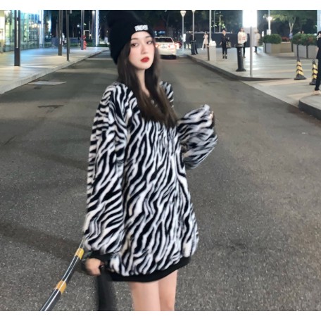 Áo sweater nữ thu đông bigsize hoạ tiết vằn đen trắng chất đẹp, áo unisex ullzang 2020