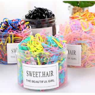 SET HỘP 500 CÁI THUN CỘT TÓC BÍNH ĐỦ MÀU