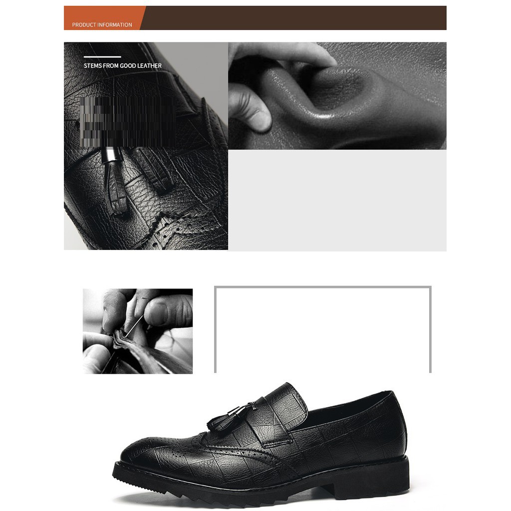 Men's leather shoes with luxurious tassels