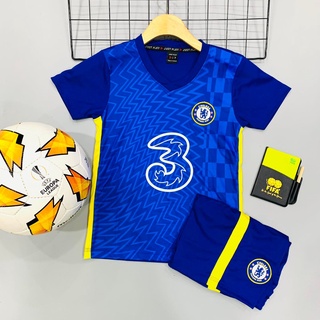Bộ đồ đá bóng bé trai, bé gái chelsea xanh bích