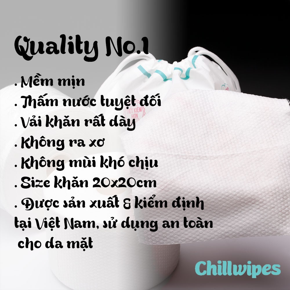 Khăn mặt khô Chillwipes dùng 1 lần lau khô, lau ướt - Giấy lau mặt dùng một lần