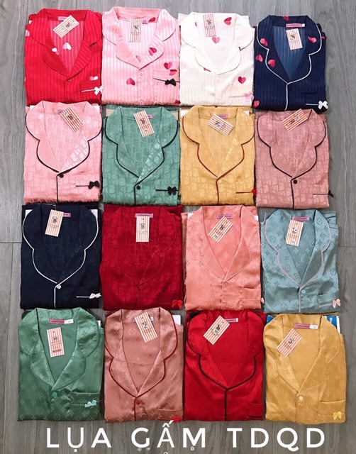 Đồ Bộ Pịama Tay Dài Quần Dài Lụa Gấm Hình Tim - Chữ | BigBuy360 - bigbuy360.vn