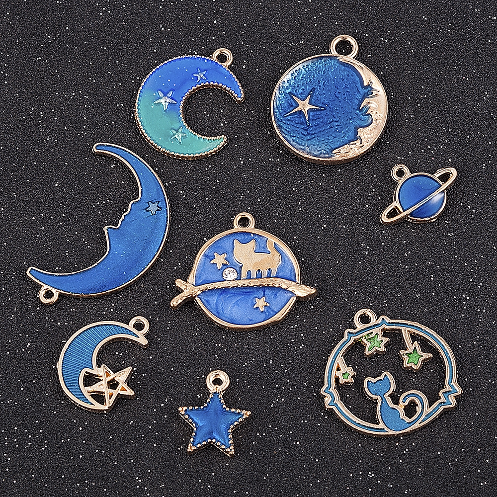 Set 8 Mặt Trang Sức Hình Trăng / Sao / Hành Tinh Độc Đáo Đẹp Mắt