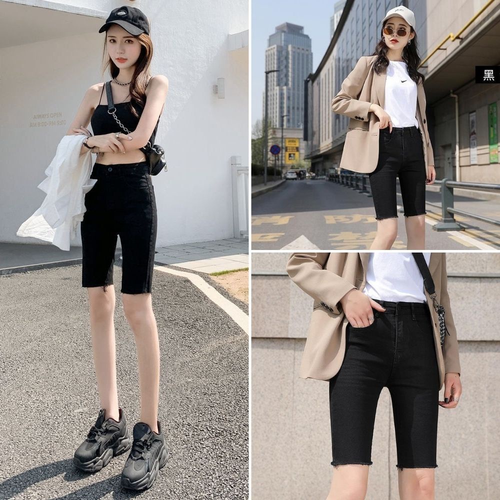 Quần short nữ, quần ngố nữ rách chất kaki đủ size màu trắng đen tôn dáng SKUQ-08C