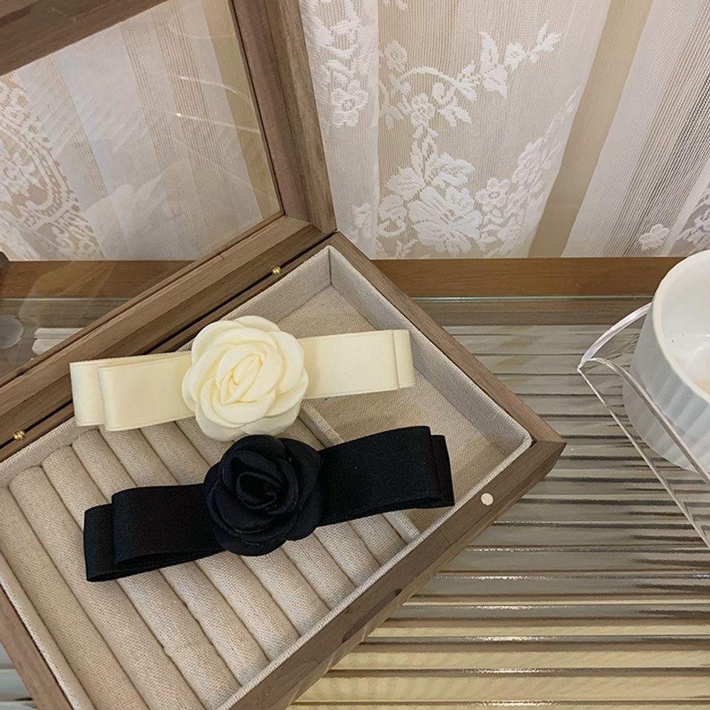 Kẹp Tóc Nơ Lớn Bằng Vải Hoa Hồng Phong Cách Hàn Quốc Ngọt Ngào Cho Nữ