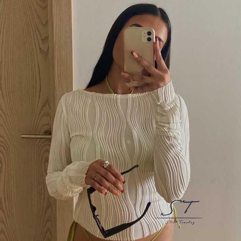 Áo Thun Tay Dài Cổ Tròn Dáng Ôm Thời Trang Cho Nữ CY03