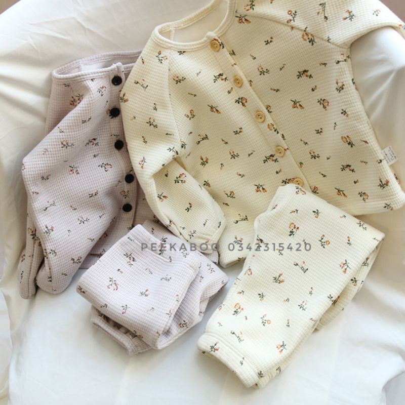 [PEEKABOO] BỘ ĐỒ DÀI TAY COTTON TỔ ONG Thu Đông cho bé