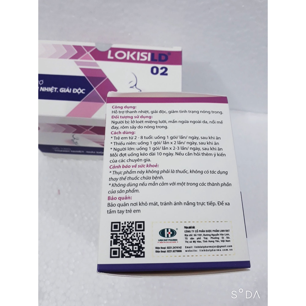 Thanh nhiệt giải độc gói LOKISILD, giúp giảm nóng trong, giảm loét miệng lưỡi, giảm mẩn ngứa, nổi mề đay, rôm sảy