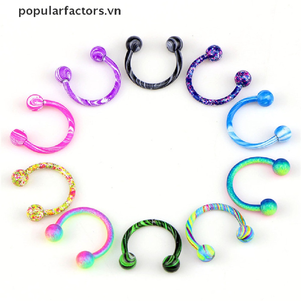 Set 10 Khuyên Mũi / Môi / Tai Bằng Thép Không Gỉ Cá Tính