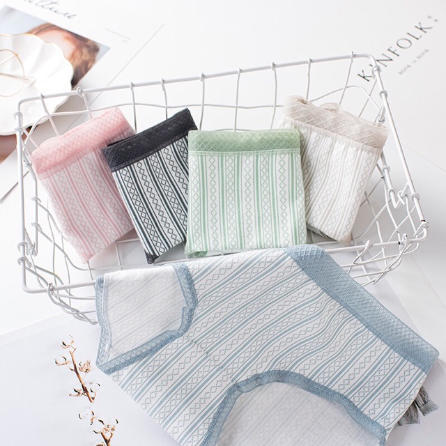 Quần lót quần chíp nữ Cotton siêu đẹp-Quần lót nữ Muji- Quần Lót Nữ Cotton Kẻ Caro Cạp Ren 045 | BigBuy360 - bigbuy360.vn