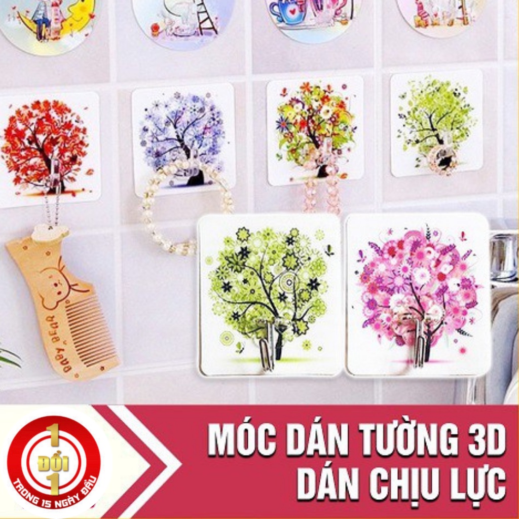 móc dán tường chịu lực, móc dán chịu lực in hình họa tiết 4D