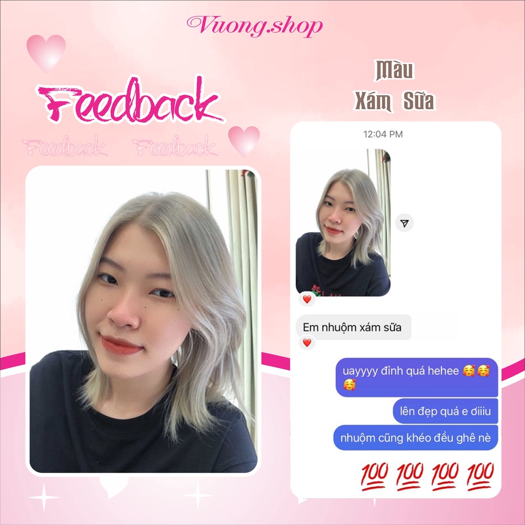 Thuốc nhuộm tóc màu XÁM SỮA không cần tẩy tóc, Nhuộm tóc tại nhà | Vuong.hair