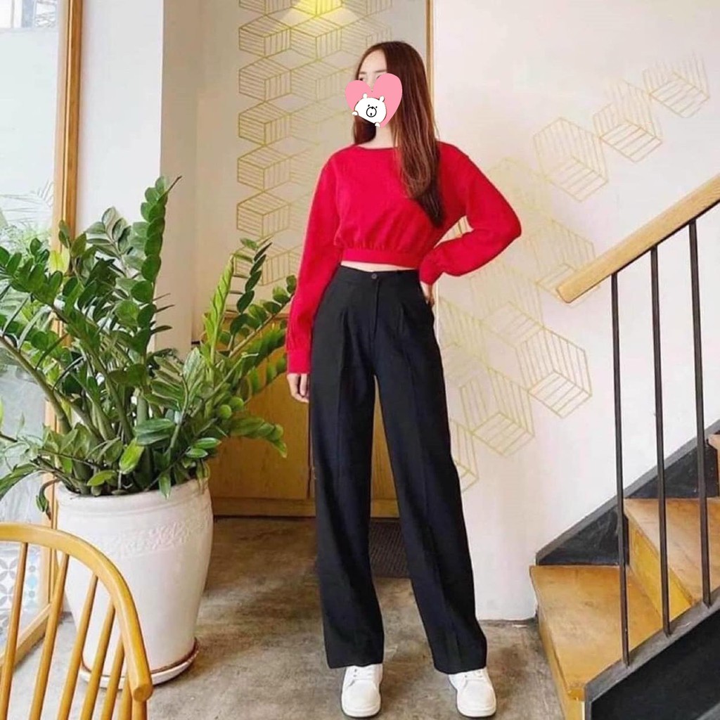 Quần Ống Rộng Nữ Cạp Cao Bóp Eo Nhỏ Chất Liệu Vải Co Giãn Thoải Mái 788 🎁 | BigBuy360 - bigbuy360.vn