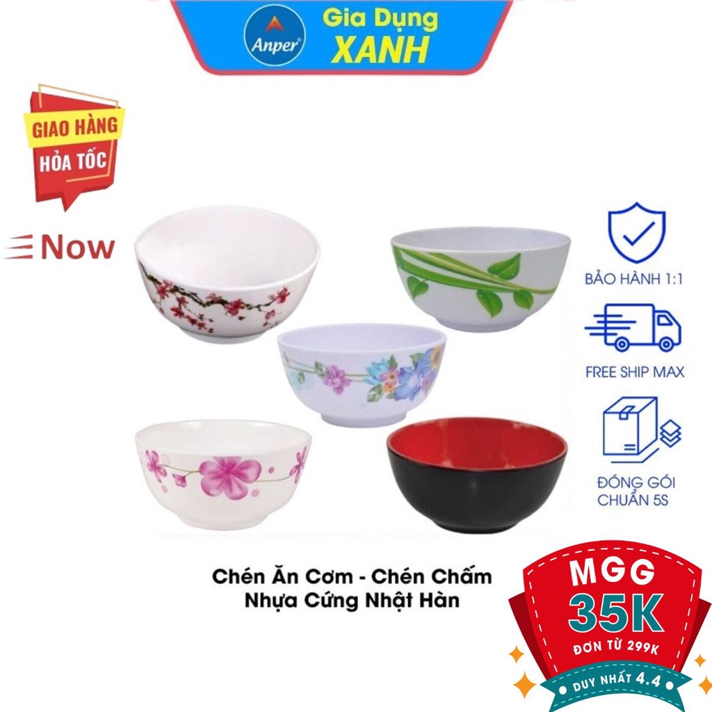 Chén ăn cơm 11cm nhựa Melamine  ANPER cao cấp nhật hàn  bát ăn cơm nhựa đẹp gia đình và nhà hàng